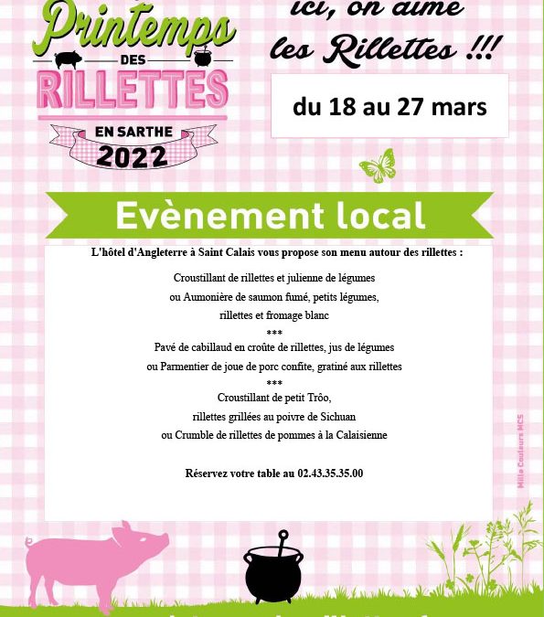 Menu autour de la rillette à l&rsquo;hôtel d&rsquo;Angleterre à Saint Calais