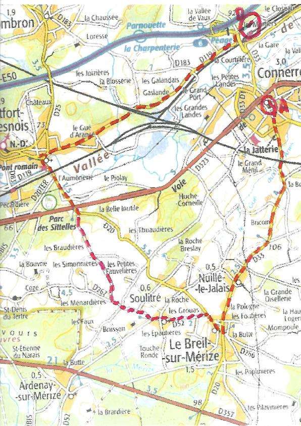 Carte du Parcours du 1er rallye des Rillettes