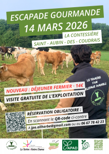Escapade gourmande All'Herbe à St Aubin des Coudrais le 14 mars 2026