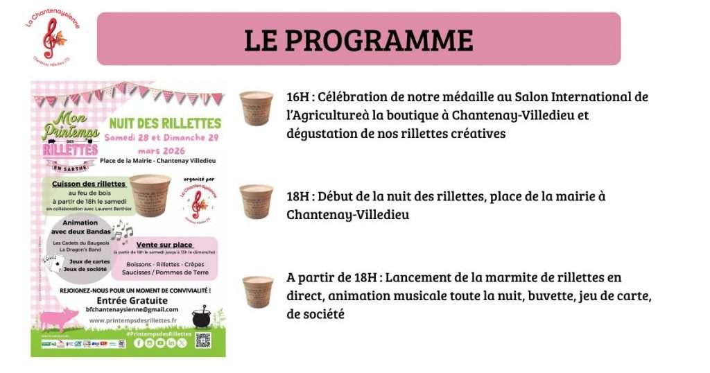 Programme de la Nuit des rillettes de Chabtenay-Villedieu