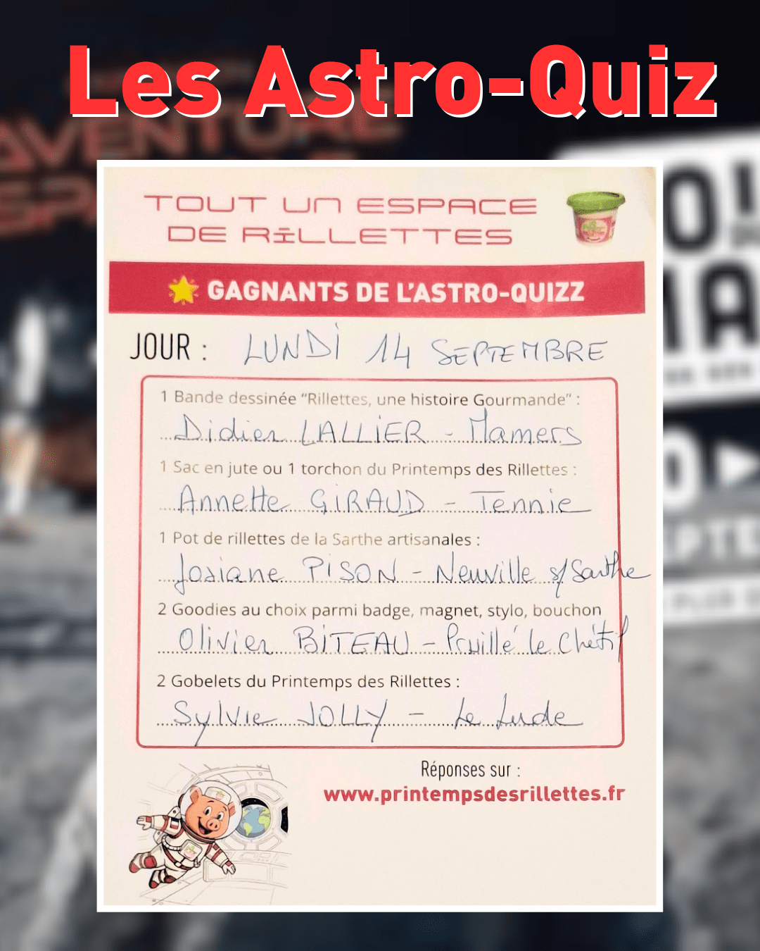 Astroquiz - gagnants lundi 14